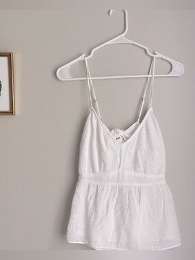 Abercrombie & Fitch White Linen-Blend Peplum Tie Back Cami
